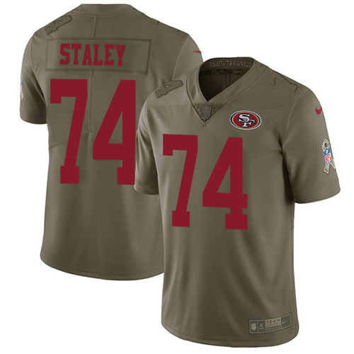 Nike 49ers #74 Joe Staley Olive Men's Stitched NFL Limited Salute to Service Jersey